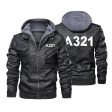 A321 Flat Text Designed Hooded Leather Jackets Sale