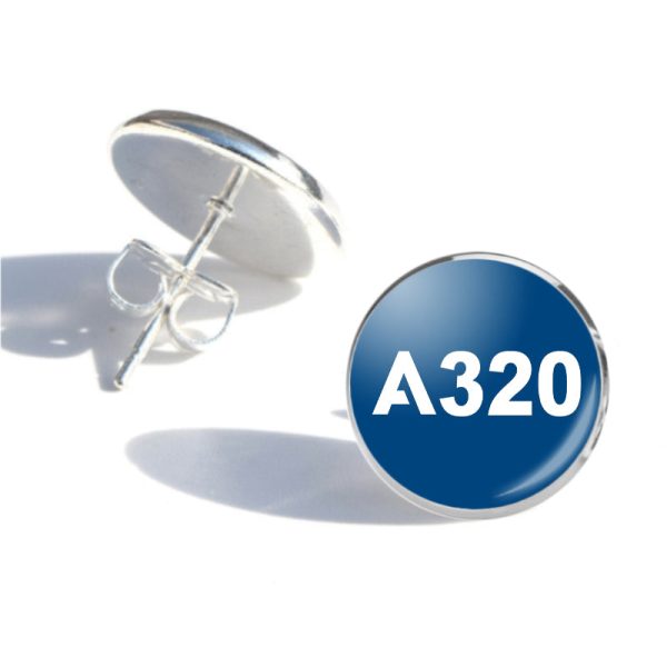 A320 Flat Text Designed Stud Earrings Hot on Sale