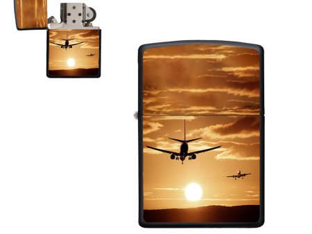 Two Aeroplanes During Sunset Designed Metal Lighters Online Hot Sale