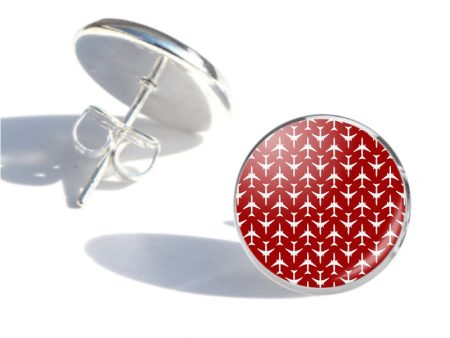 Perfectly Sized Seamless Airplanes Red Designed Stud Earrings Supply