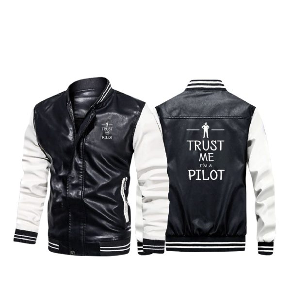 Trust Me I m a Pilot Designed Stylish Leather Bomber Jackets Cheap