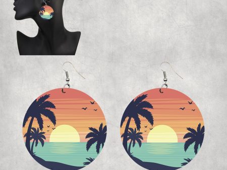 Tropical Summer Theme Designed Wooden Drop Earrings Hot on Sale