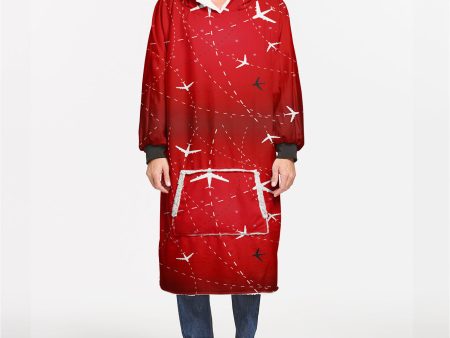 Travelling with Aircraft (Red) Designed Blanket Hoodies Discount