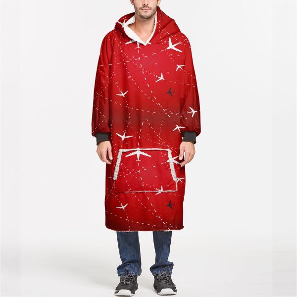 Travelling with Aircraft (Red) Designed Blanket Hoodies Discount