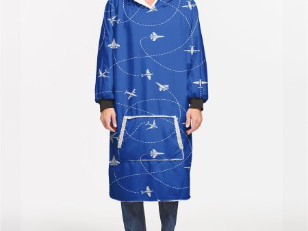 Travel The World By Plane (Blue) Designed Blanket Hoodies Cheap