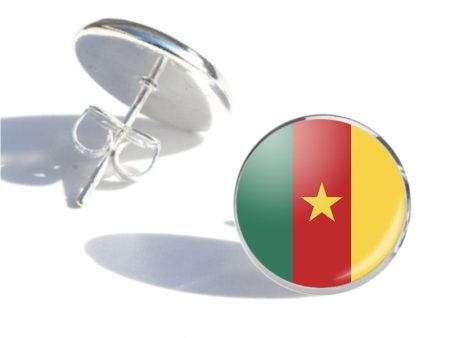 Cameroon Flag Designed Stud Earrings Online now