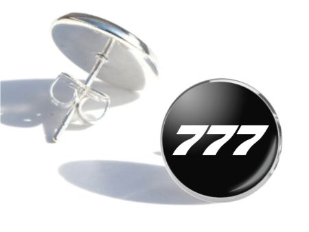 777 Flat Text Designed Stud Earrings For Sale