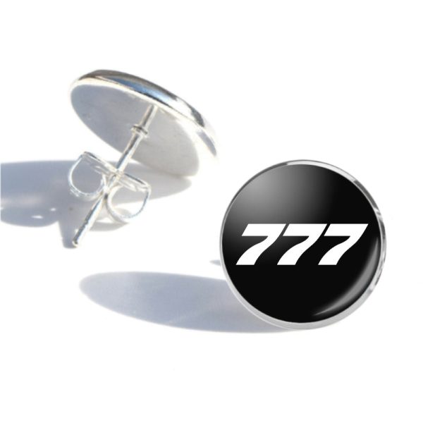 777 Flat Text Designed Stud Earrings For Sale