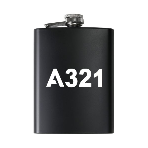 A321 Flat Text Designed Stainless Steel Hip Flasks Online now