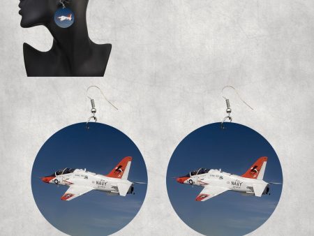 US Navy Training Jet Designed Wooden Drop Earrings For Cheap