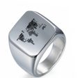 World Map (Text) Designed Men Rings For Discount