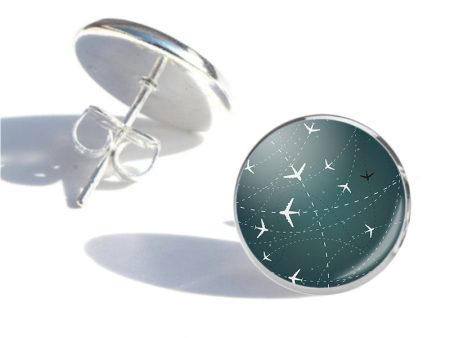 Travelling with Aircraft (Green) Designed Stud Earrings Online now