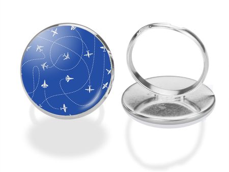 Travel The World By Plane (Blue) Designed Rings Hot on Sale