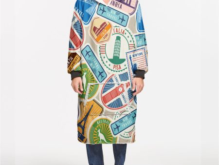 Travel Stickers Designed Blanket Hoodies Online now