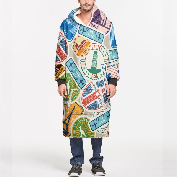 Travel Stickers Designed Blanket Hoodies Online now