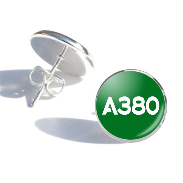 A380 Flat Text Designed Stud Earrings Sale