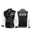 A319 Flat Text Designed Stylish Leather Bomber Jackets on Sale