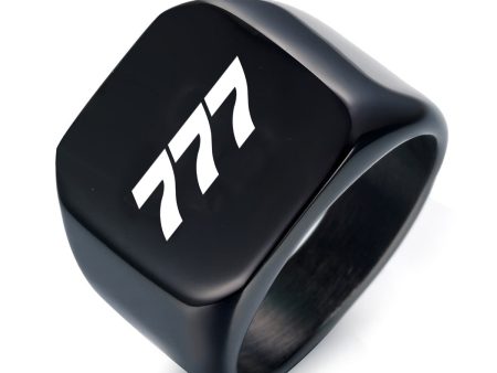 777 Flat Text Designed Men Rings Online Hot Sale