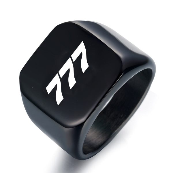 777 Flat Text Designed Men Rings Online Hot Sale