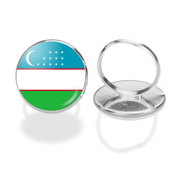 Uzbekistan Flag Designed Rings For Cheap