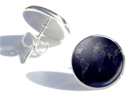 World Map From Space Designed Stud Earrings Fashion