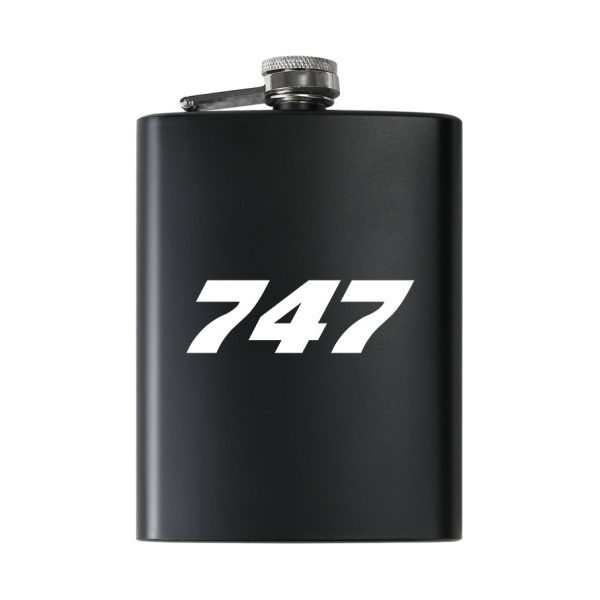 747 Flat Text Designed Stainless Steel Hip Flasks Discount