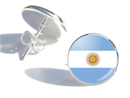 Argentina Flag Designed Stud Earrings Discount