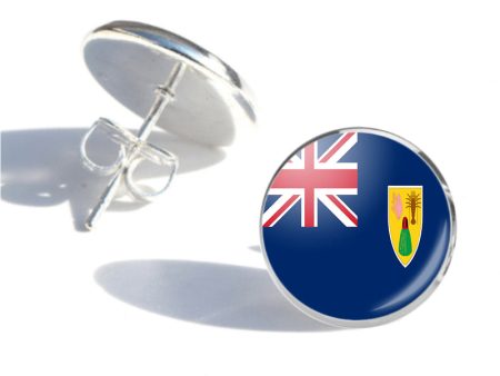 Turks and caicos Islands Flag Designed Stud Earrings For Sale