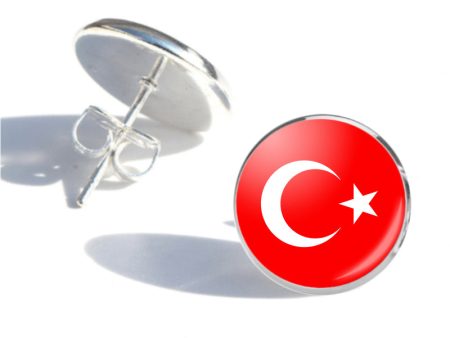 Turkey Flag Designed Stud Earrings For Cheap