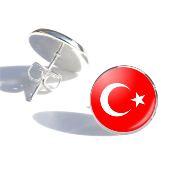 Turkey Flag Designed Stud Earrings For Cheap