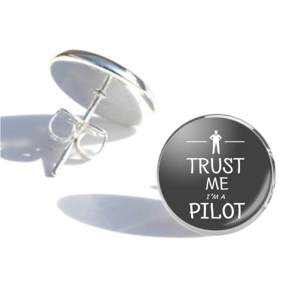 Trust Me I m a Pilot Designed Stud Earrings Sale