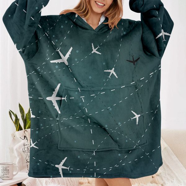 Travelling with Aircraft (Green) Designed Blanket Hoodies Discount