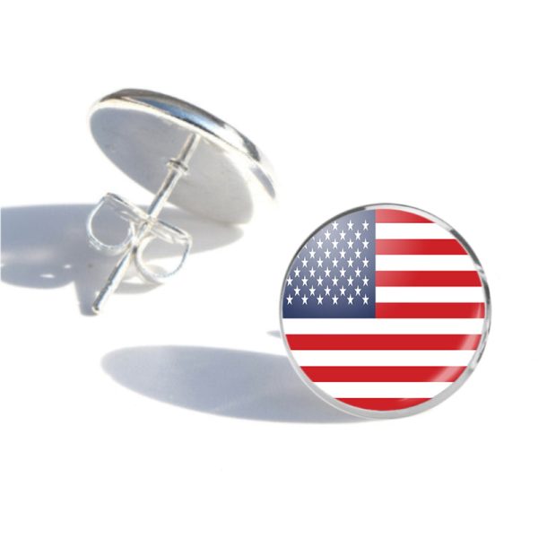 USA Flag Designed Stud Earrings Discount