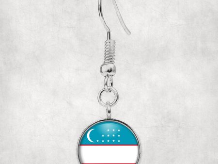 Uzbekistan Flag Designed Earrings Fashion