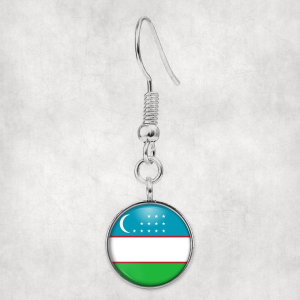 Uzbekistan Flag Designed Earrings Fashion