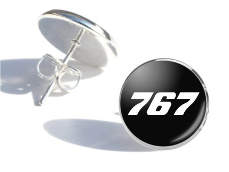 767 Flat Text Designed Stud Earrings For Sale