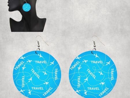 Travel & Planes Designed Wooden Drop Earrings Sale