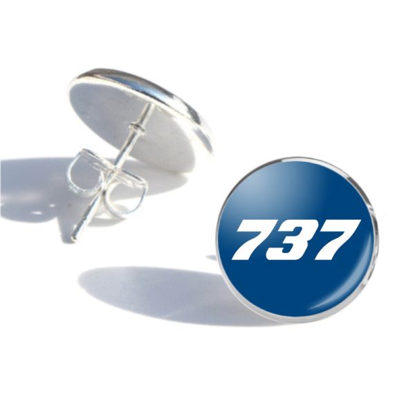 737 Flat Text Designed Stud Earrings Discount