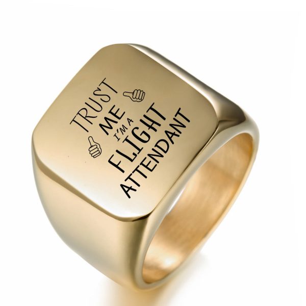 Trust Me I m a Flight Attendant Designed Men Rings For Discount