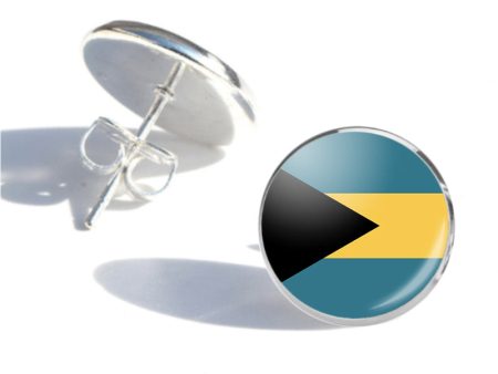 Bahamas Flag Designed Stud Earrings Cheap