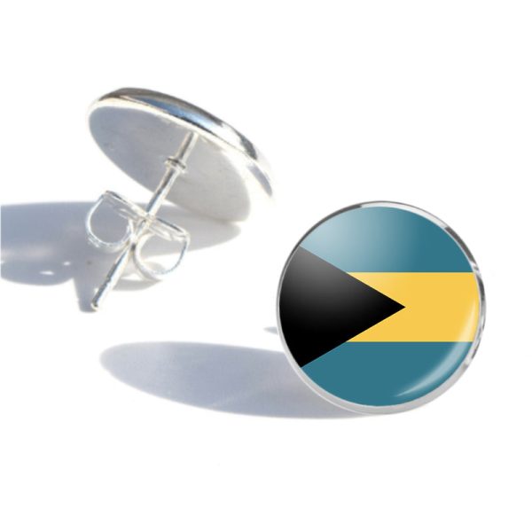 Bahamas Flag Designed Stud Earrings Cheap