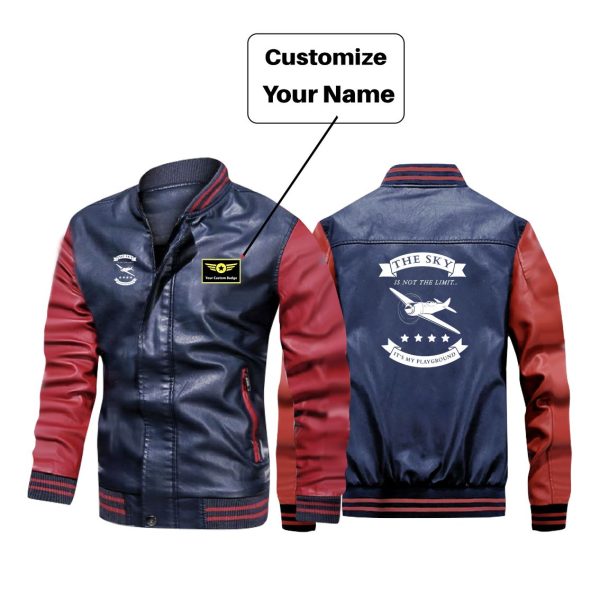 The Sky is not the limit, It s my playground Designed Stylish Leather Bomber Jackets Cheap