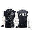 A350 Flat Text Designed Stylish Leather Bomber Jackets Discount