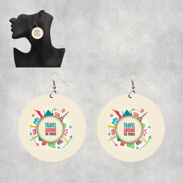 Travel Around The World Designed Wooden Drop Earrings Online Hot Sale