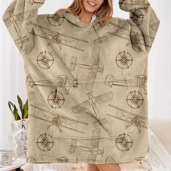 Very Cool Vintage Planes Designed Blanket Hoodies For Discount