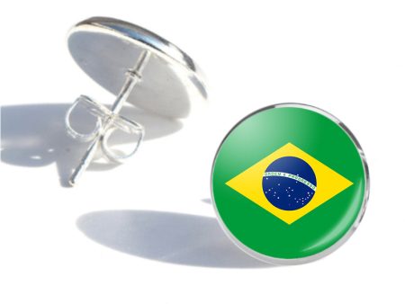 Brazil Flag Designed Stud Earrings For Cheap