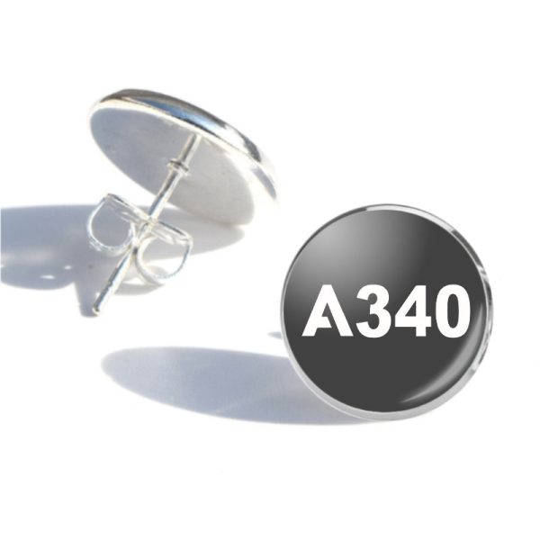 A340 Flat Text Designed Stud Earrings For Discount