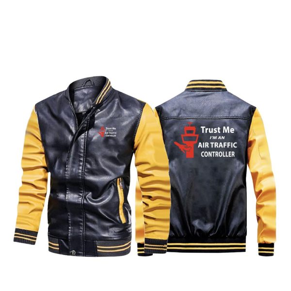 Trust Me I m an Air Traffic Controller Designed Stylish Leather Bomber Jackets Sale