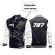 787 Flat Text Designed Stylish Leather Bomber Jackets Sale