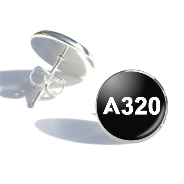 A320 Flat Text Designed Stud Earrings Hot on Sale